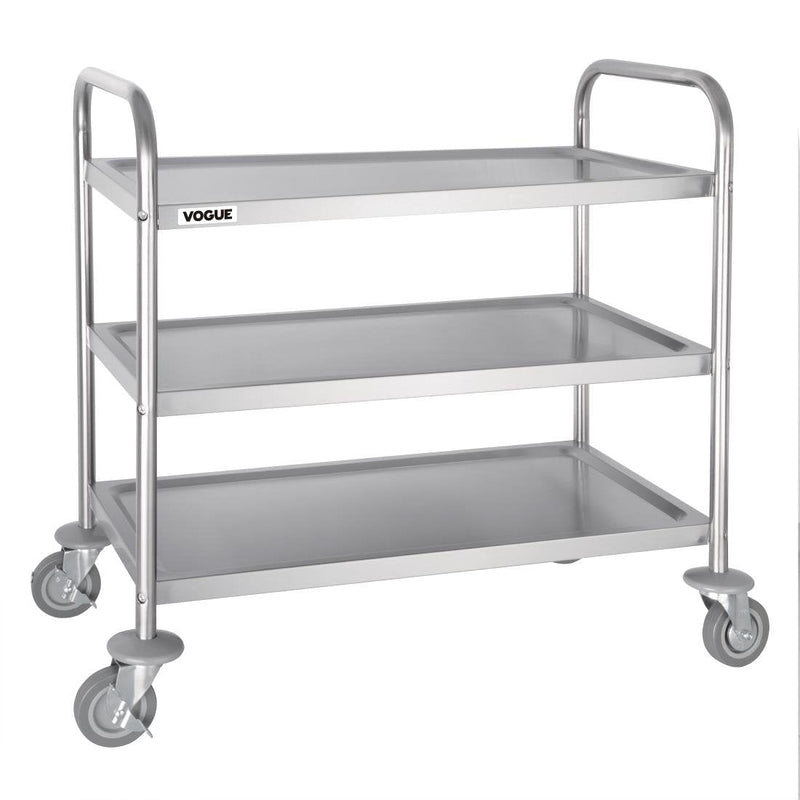 Stainless Steel 3 Tier Clearing Trolley Medium- Vogue F994
