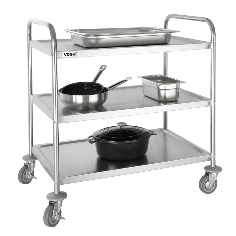 Stainless Steel 3 Tier Clearing Trolley Large- Vogue F995