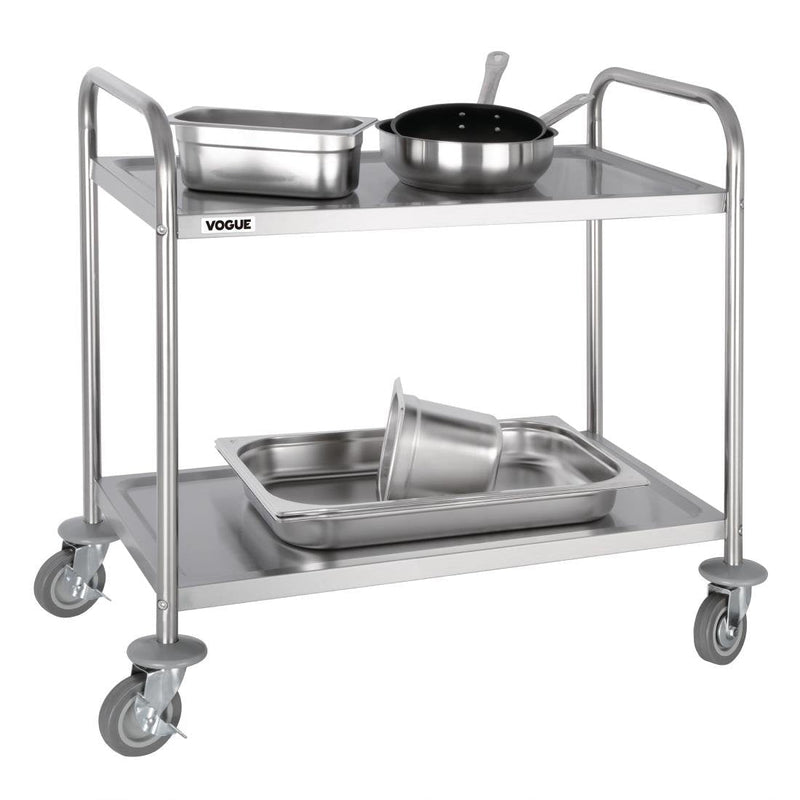 Stainless Steel 2 Tier Clearing Trolley Medium- Vogue F997