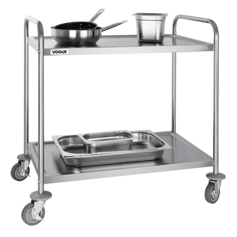Stainless Steel 2 Tier Clearing Trolley Large- Vogue F998