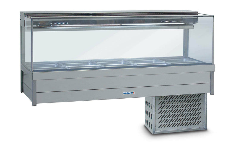 Square Glass Refrigerated Display Bar, 10 pans- Roband RB-SRX25RD