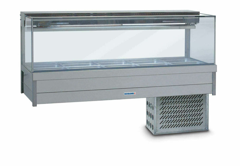 Square Glass Refrigerated Display Bar 12 pans - Piped and Foamed only (no motor)- Roband RB-SFX26RD