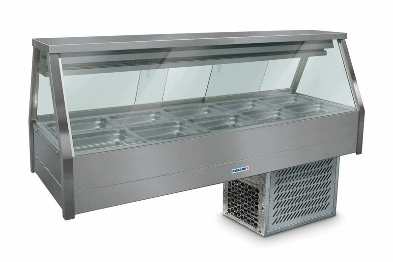 Straight Glass Refrigerated Display Bar 10 pans - Piped and Foamed only (no motor)- Roband RB-EFX25RD