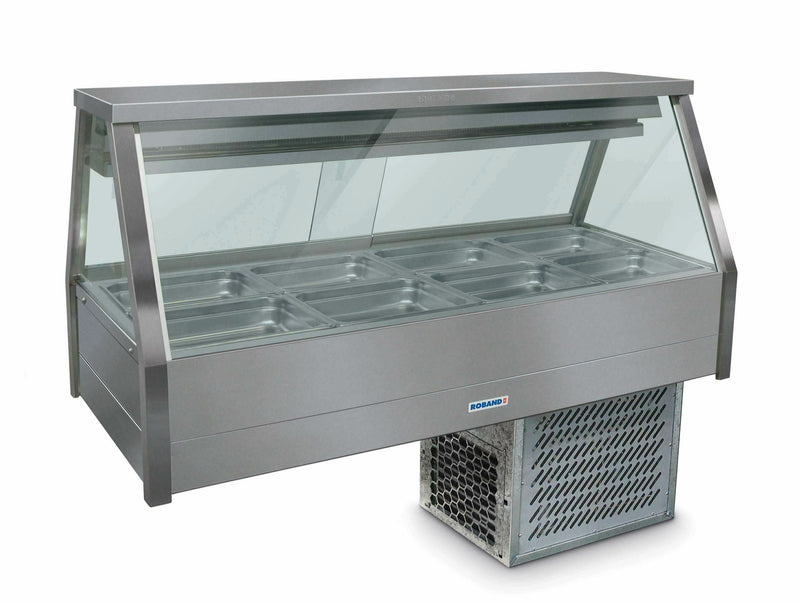 Straight Glass Refrigerated Display Bar 8 pans - Piped and Foamed only (no motor)- Roband RB-EFX24RD