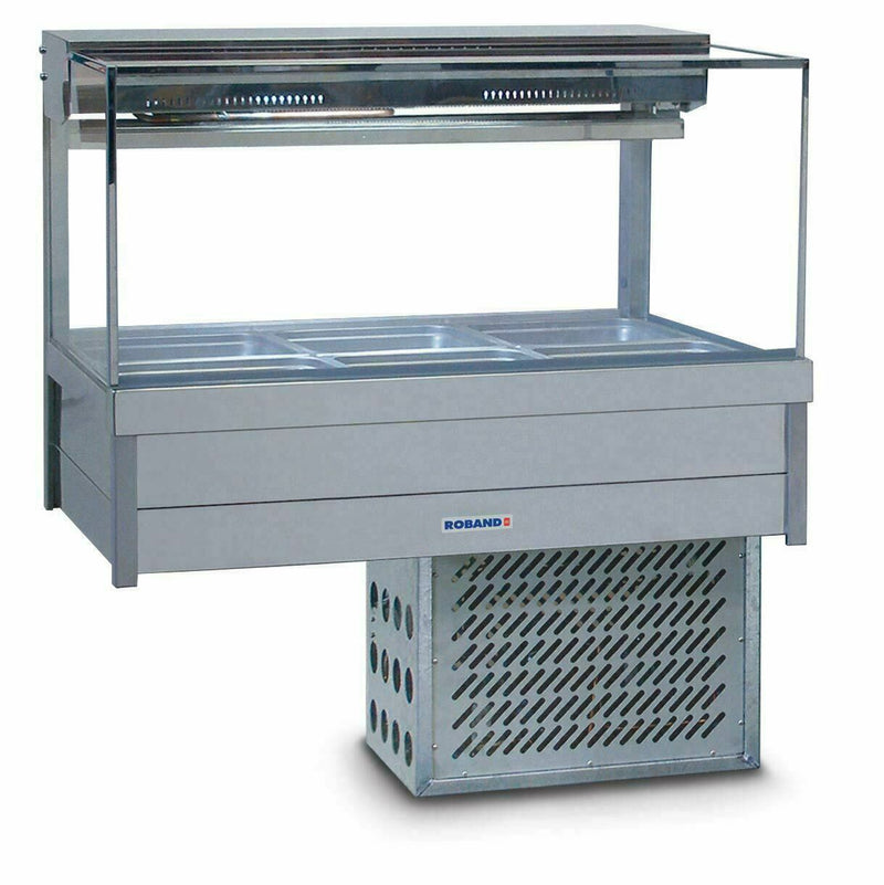 Square Glass Refrigerated Display Bar 6 pans - Piped and Foamed only (no motor)- Roband RB-SFX23RD