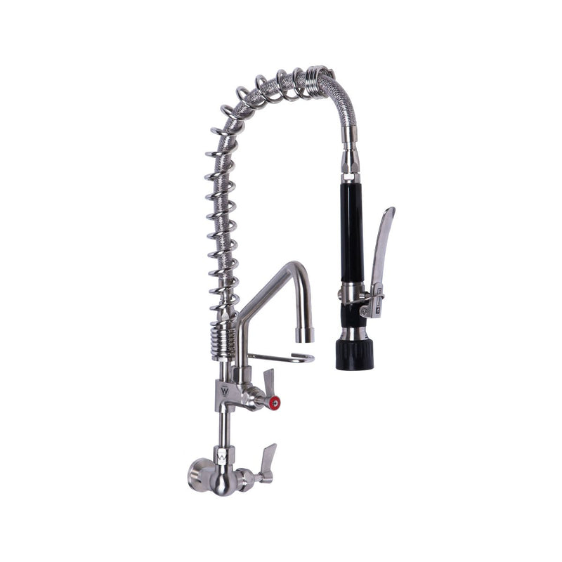 Compact Stainless Steel Single Wall Mount Pre-Rinse with 12" Pot Filler- 3Monkeez T-3M53712-C