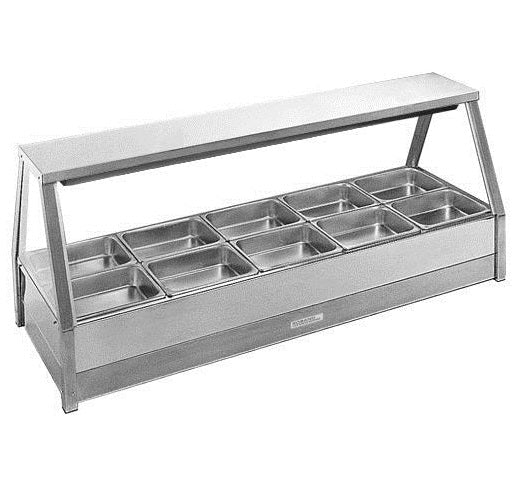 Straight Glass Hot Food Display Bar, 10 pans double row with roller door- Roband RB-E25RD