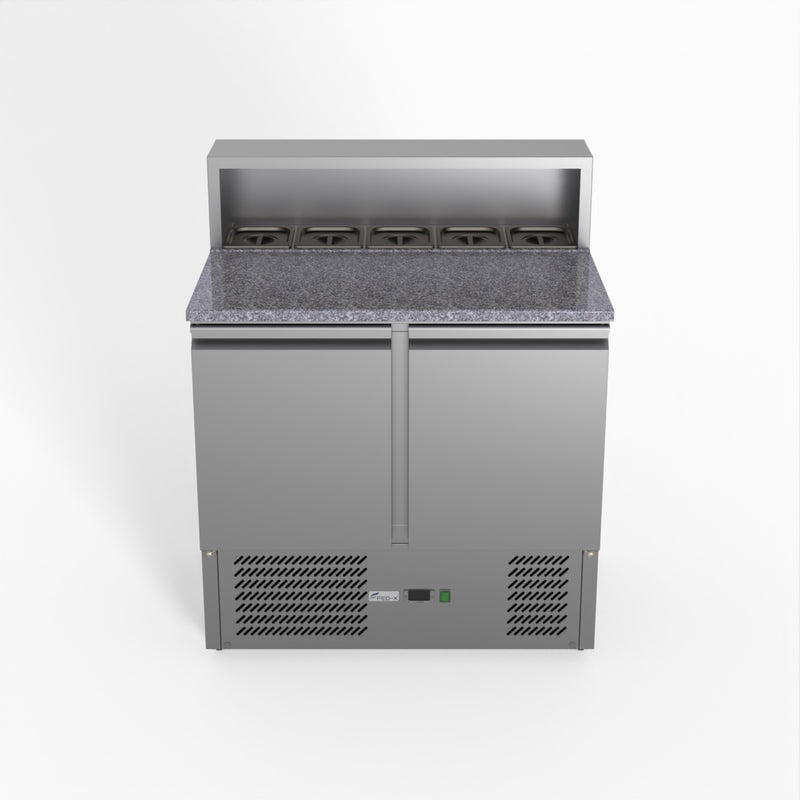 Two Door Salad Prep Fridge With Marble Top - FED-X XGNS900E