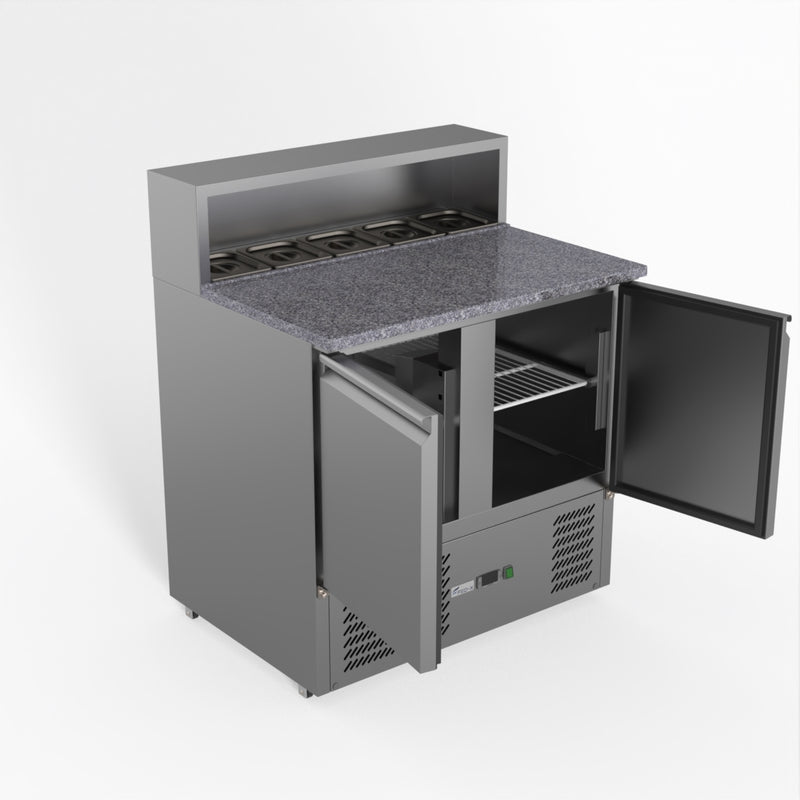 Two Door Salad Prep Fridge With Marble Top - FED-X XGNS900E