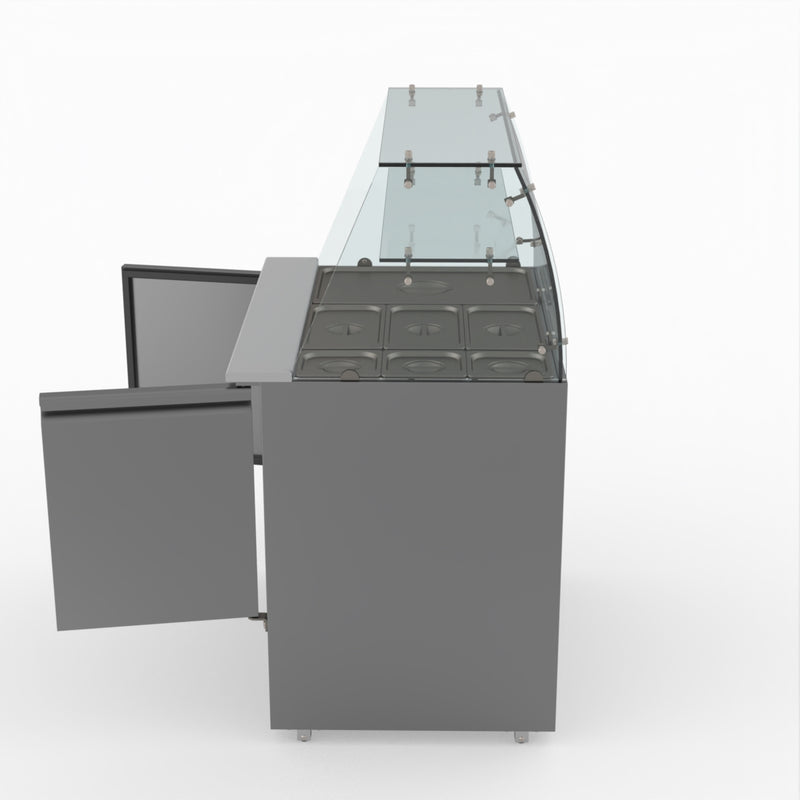 Two Door Salad Prep Fridge With Square Glass Top - FED-X XS900GC