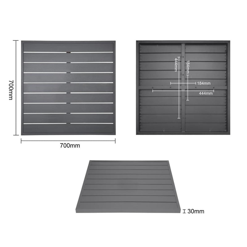 Aluminium Square Table Top Dark Grey 700mm- Bolero FW597