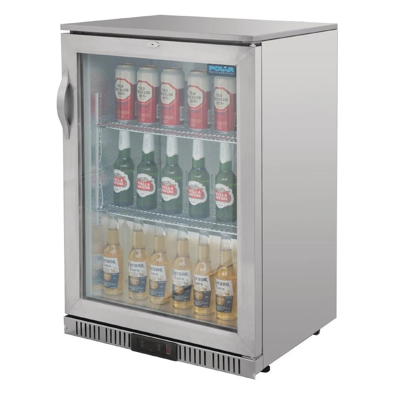 G-Series Counter Back Bar Cooler with Hinged Door Stainless Steel 138Ltr- Polar GL007-A