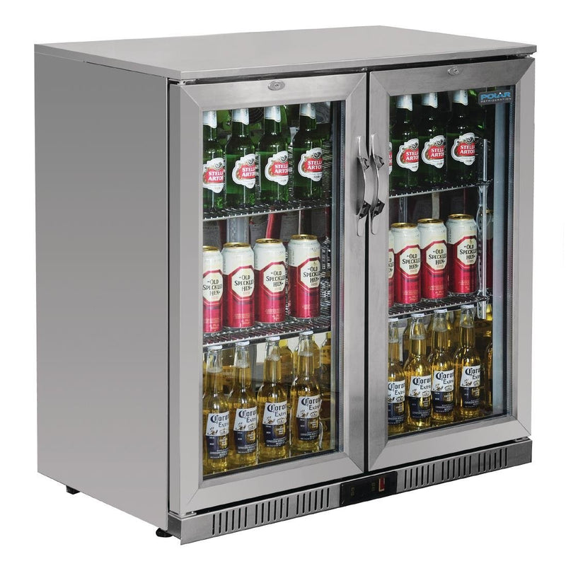 G-Series Counter Back Bar Cooler with Hinged Doors Stainless Steel 208Ltr- Polar GL008-A