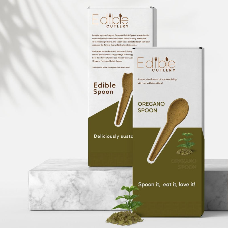 Edible Oregano Spoon - Box of 100- Edible Cutlery Edible-Oregano-Spoon-100