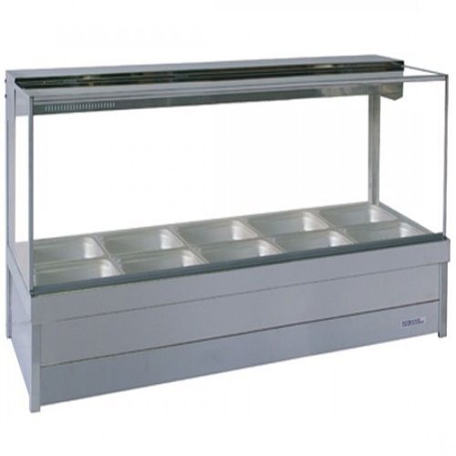 Square Glass Hot Food Display Bar, 10 pans double row with roller doors- Roband RB-S25RD