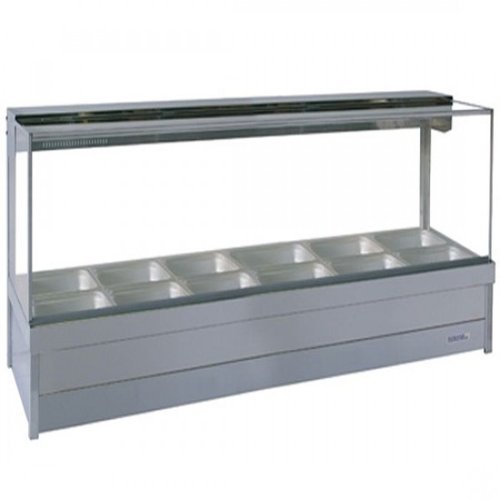 Square Glass Hot Food Display Bar, 12 pans double row with roller doors- Roband RB-S26RD