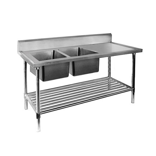 Double Left Sink Bench With Pot Undershelf- Modular Systems DSB7-2400L/A