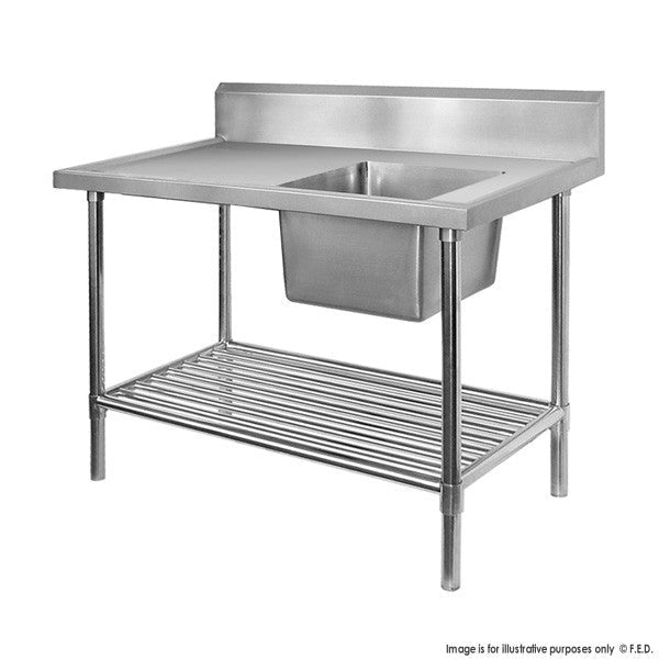 Single Right Sink Bench With Pot Undershelf- Modular Systems SSB7-1200R/A