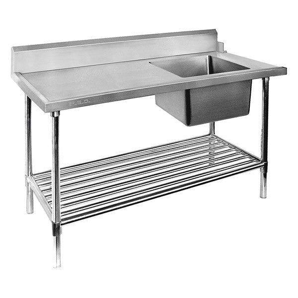 Right Inlet Single Sink Dishwasher Bench- Modular Systems SSBD7-1800R/A