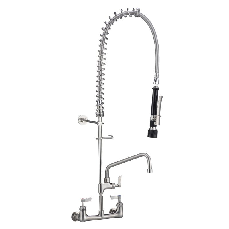Stainless Steel Exposed Breech Wall Mount Pre Rinse Unit With 12" Pot Filler Including Spreaders- 3Monkeez T-3M53473