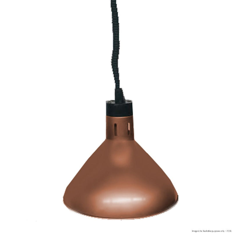 F.E.D Pull Down Heat Lamp Antique Copper 270Mm Round - Restaurant Equipment Online HYWBL09