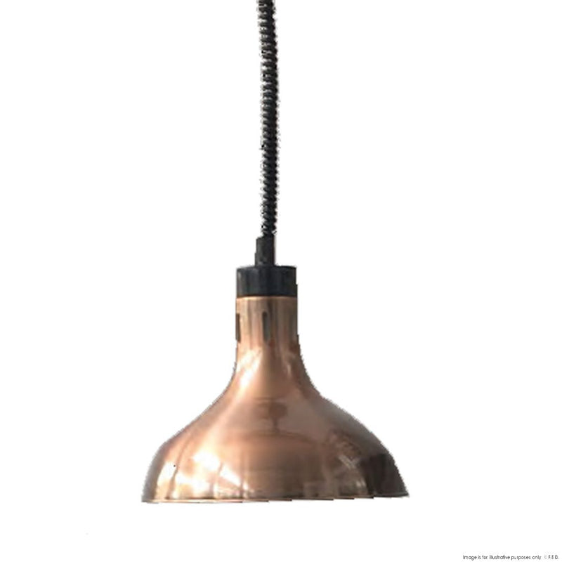 F.E.D Pull Down Heat Lamp Antique Copper 290Mm Round - Restaurant Equipment Online HYWCL12