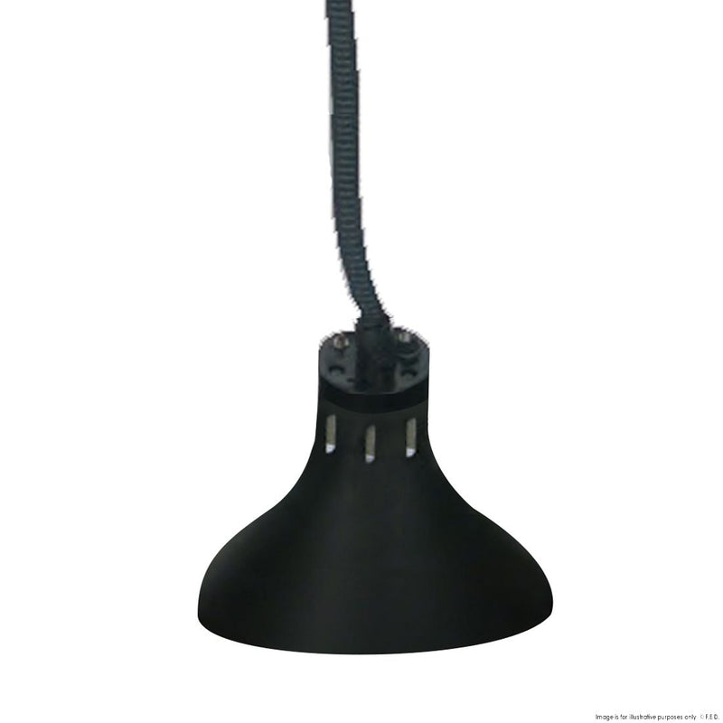 F.E.D Pull Down Heat Lamp Black 290Mm Round - Restaurant Equipment Online HYWCL14