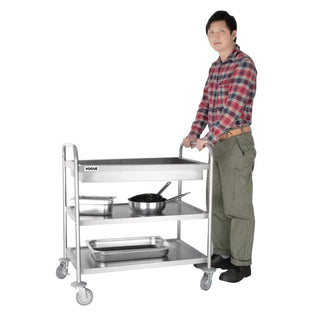 Stainless Steel 3 Tier Deep Tray Clearing Trolley- Vogue CC365