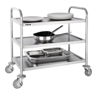 Stainless Steel 3 Tier Clearing Trolley Medium- Vogue F994