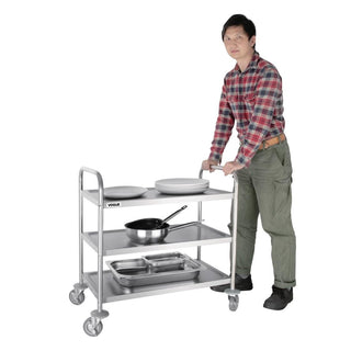 Stainless Steel 3 Tier Clearing Trolley Medium- Vogue F994