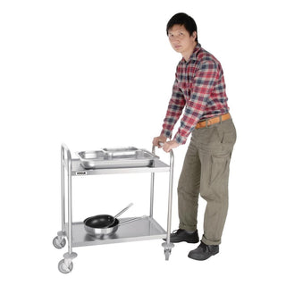 Stainless Steel 2 Tier Clearing Trolley Small- Vogue F996