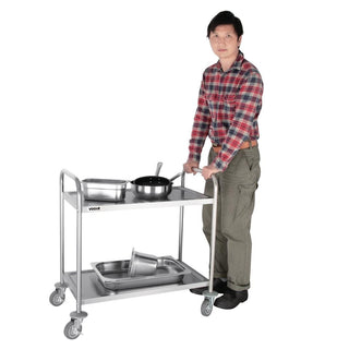 Stainless Steel 2 Tier Clearing Trolley Medium- Vogue F997