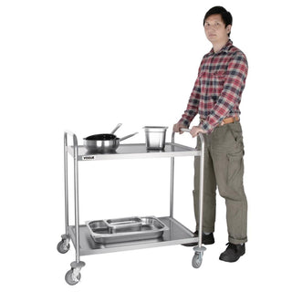 Stainless Steel 2 Tier Clearing Trolley Large- Vogue F998