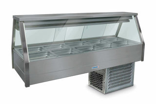 Roband Straight Glass Refrigerated Display Bar, 10 pans with Both-Side Roller Door