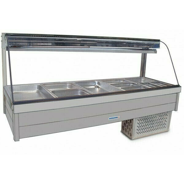 Curved Glass Refrigerated Display Bar 10 pans - Piped and Foamed only (no motor)- Roband RB-CFX25RD