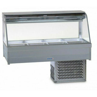 Curved Glass Refrigerated Display Bar 8 pans - Piped and Foamed only (no motor)- Roband RB-CFX24RD