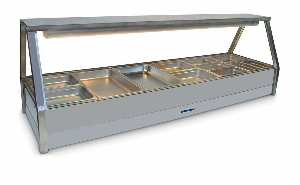 Straight Glass Hot Food Display Bar, 12 pans double row- Roband RB-E26