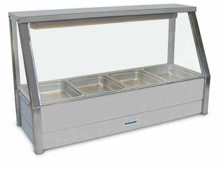 Straight Glass Hot Food Display Bar, 4 pans single row with roller doors- Roband RB-E14RD