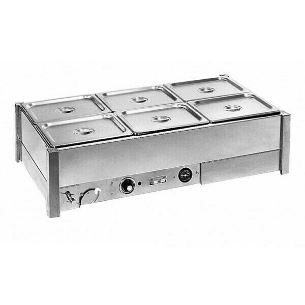 Hot Bain Marie 6 x 1/2 size pans, double row- Roband RB-BM23A