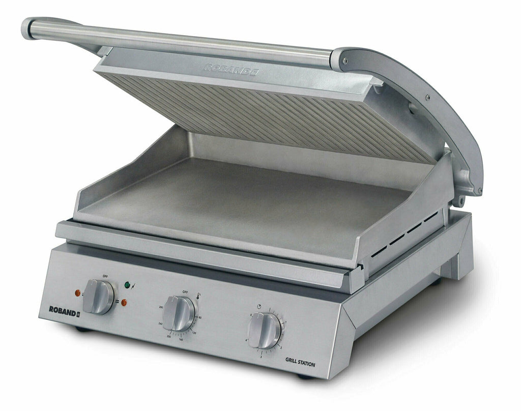 Grill Station 8 slice, ribbed top plate, 13 Amp- Roband RB-GSA815R