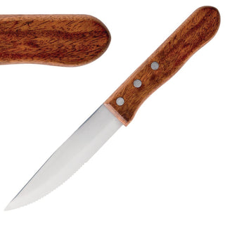 Olympia Jumbo Steak Knives Rosewood Handle 250mm (12 Pack) - GG819