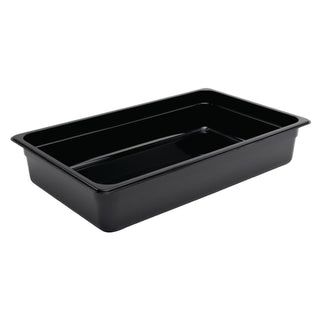 Vogue Black Polycarbonate 1/1 Gastronorm Tray 100mm - U455
