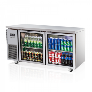 Skipio 395 Two Glass Door Underbench Fridge SGR15-2
