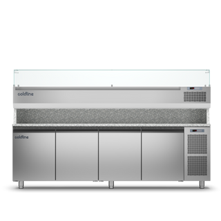 Coldline 4 Door Pizza Preparation Counter with Granite Worktop and Display Case - TZ21/1M VP