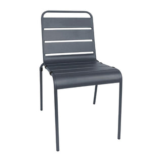 Slatted Steel Side Chairs Grey (Pack of 4)- Bolero CS727