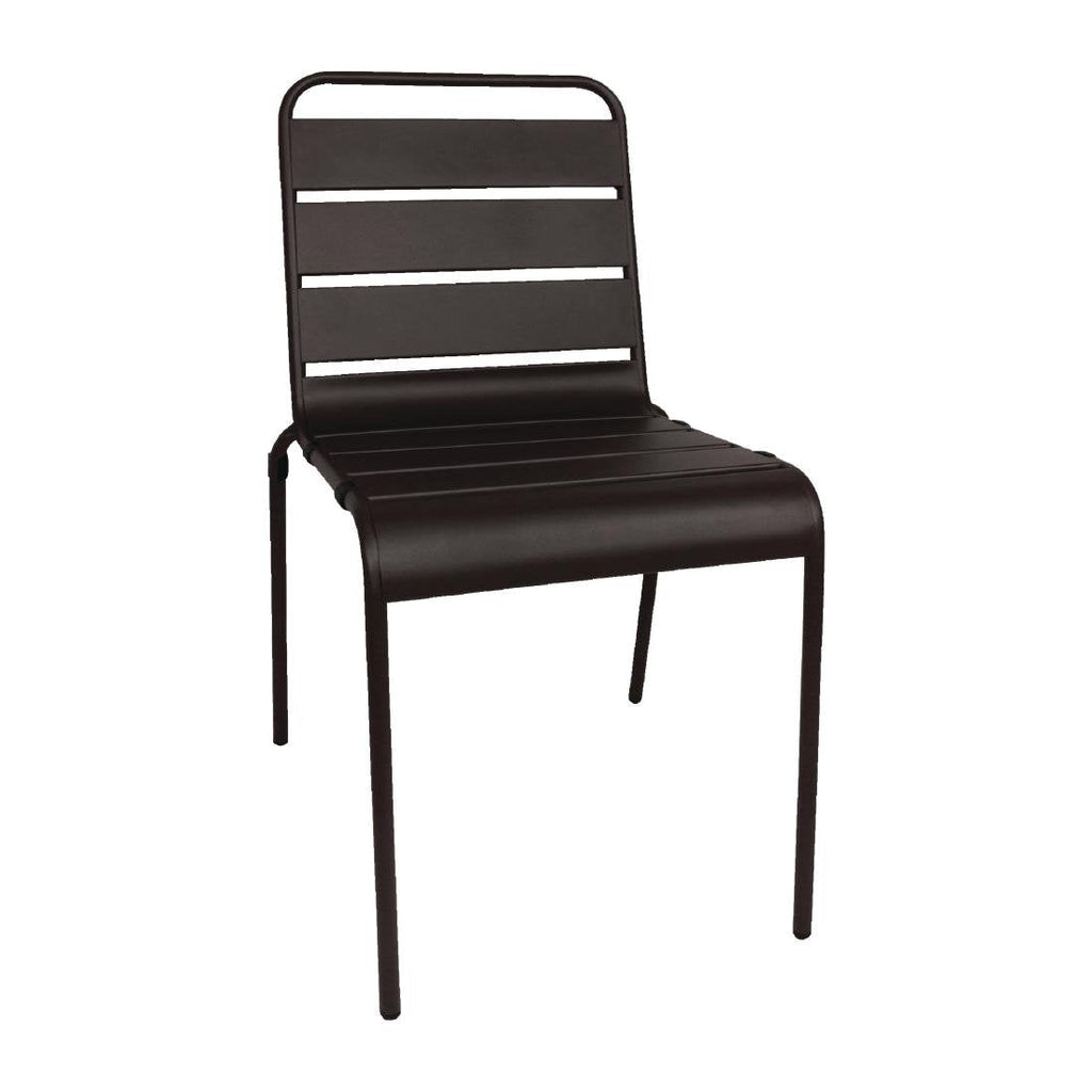 Black Slatted Steel Side Chairs (Pack of 4)- Bolero CS728