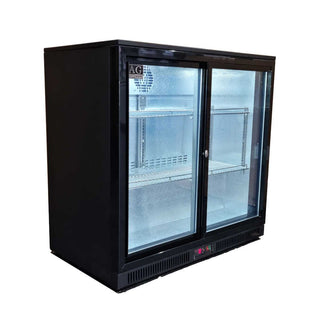 AG Equipment Twin Sliding Door Bar Fridge - Black Body & Doors BEER2-SD