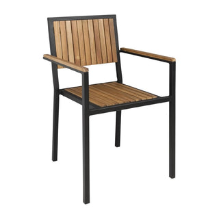 Steel & Acacia Armchair (Pack of 4)- Bolero DS151