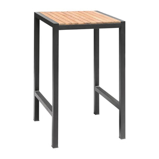 Square Steel and Acacia Bar Table 600mm- Bolero DS155