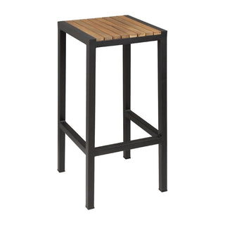 Black Steel & Acacia Wood Bar Stools (Pack of 2)- Bolero DS156